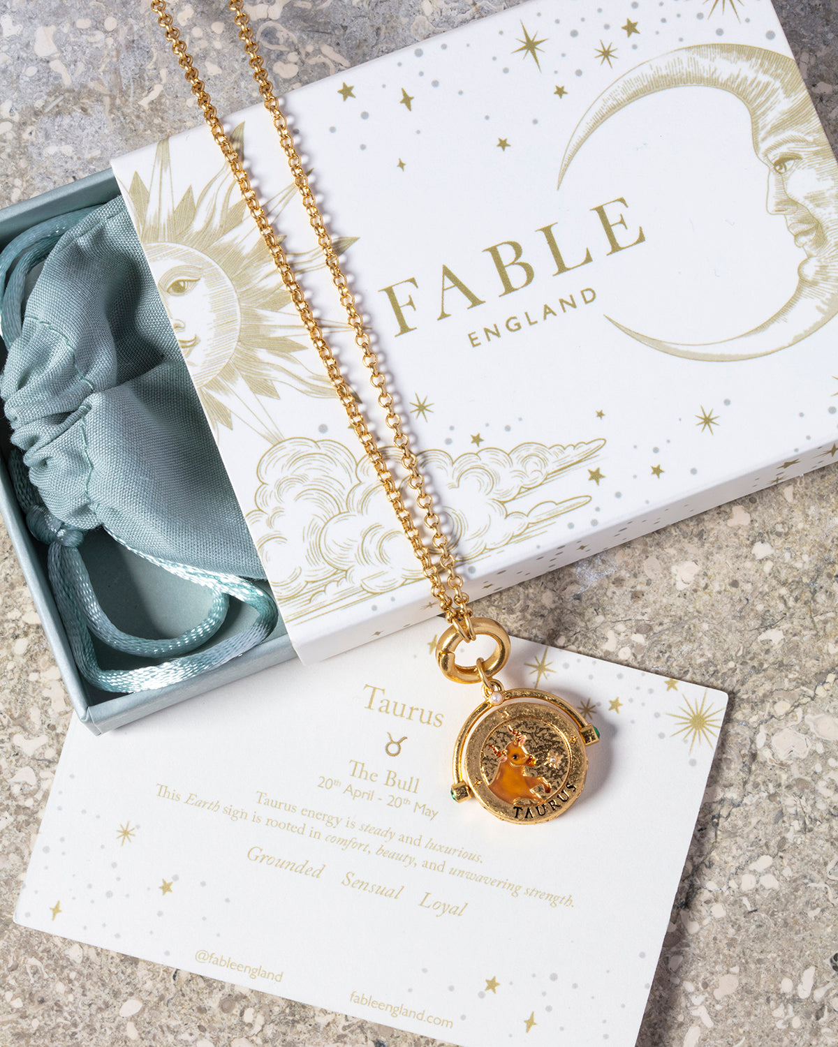 fable-england-taurus-zodiac-spinner-kette-gold-stier image 5