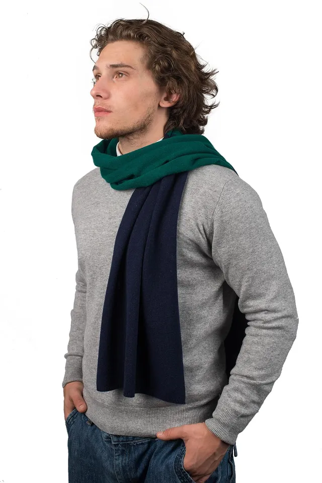 dalle-piane-cashmere-schal-zweifarbig-herren-blau-170cm image 1