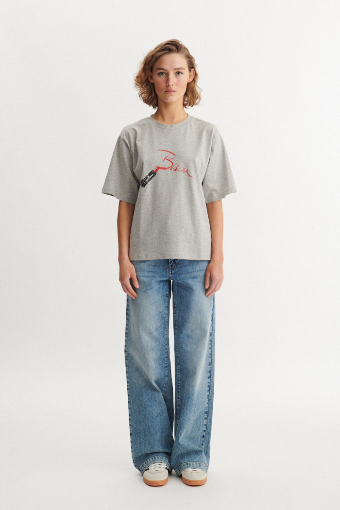 basic-apparel-raja-tee-bisou-shirt-grey-melange-oversized image 4