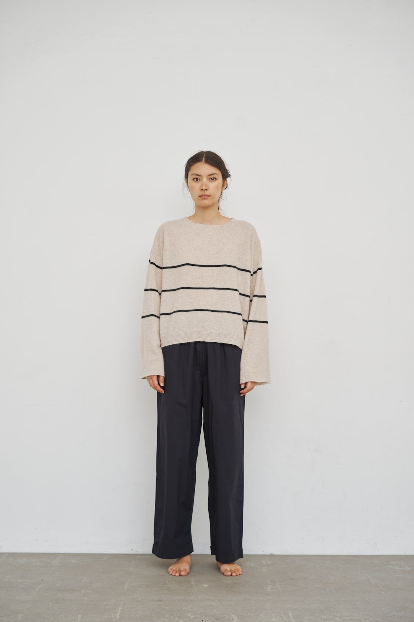 care-by-me-sea-stripe-pullover-s-black-wheat-cashmere image 6