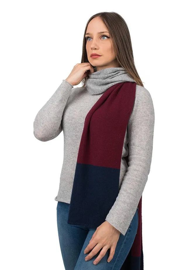 dalle-piane-cashmere-scarf-schal-bordeaux-grau-blau-kaschmir image 1