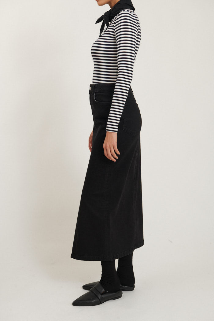 basic-apparel-enya-jeansrock-schwarz-bio-baumwolle-stretch image 4