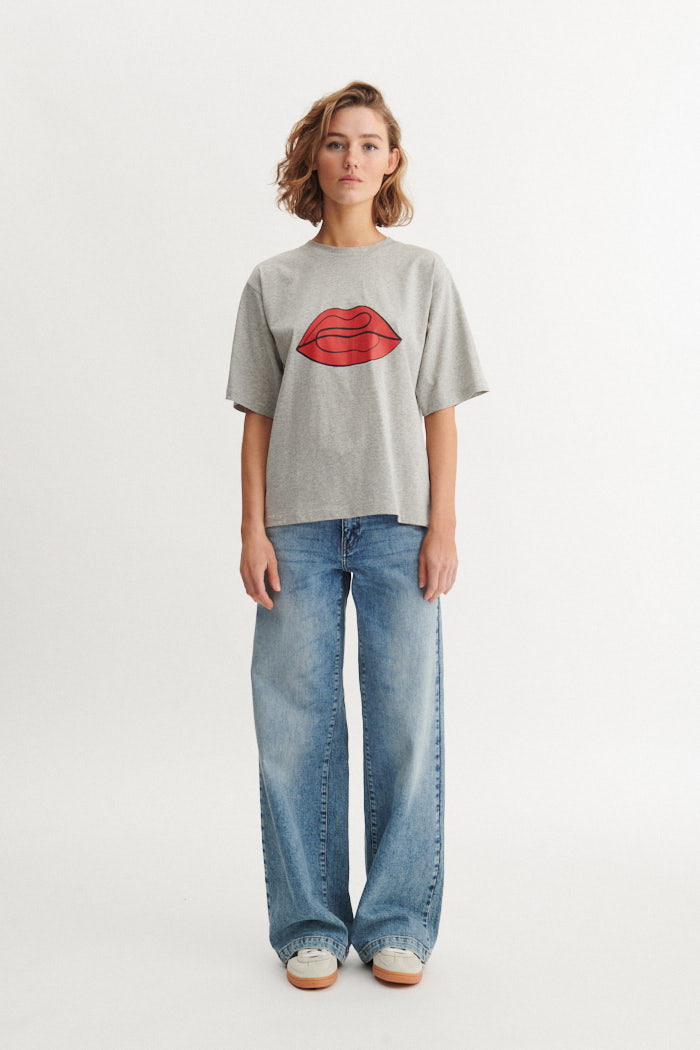 basic-apparel-raja-tee-t-shirt-grey-mel-bio-baumwolle image 4