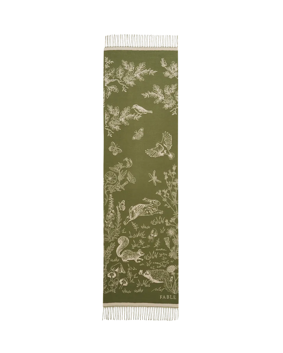 fable-england-scarves-woodland-jacquard-schal-khaki-lang image 1