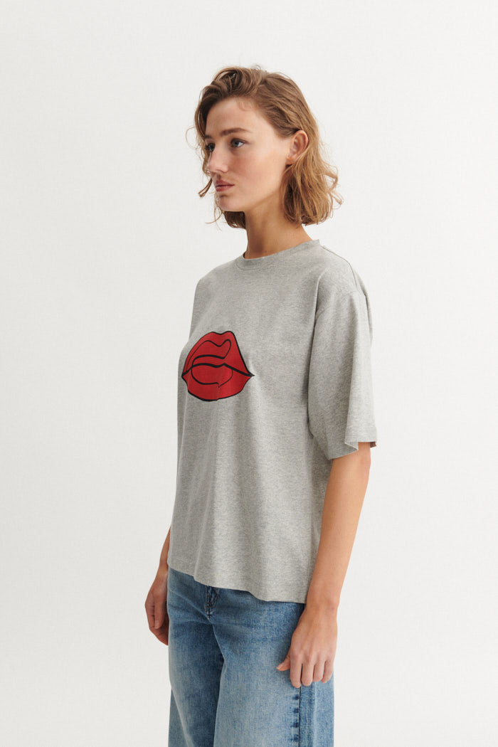 basic-apparel-raja-tee-t-shirt-grey-mel-bio-baumwolle image 2