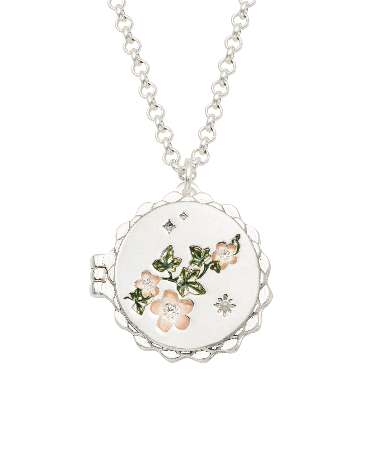fable-england-ivy-blossom-medaillonkette-silber-efeu image 1