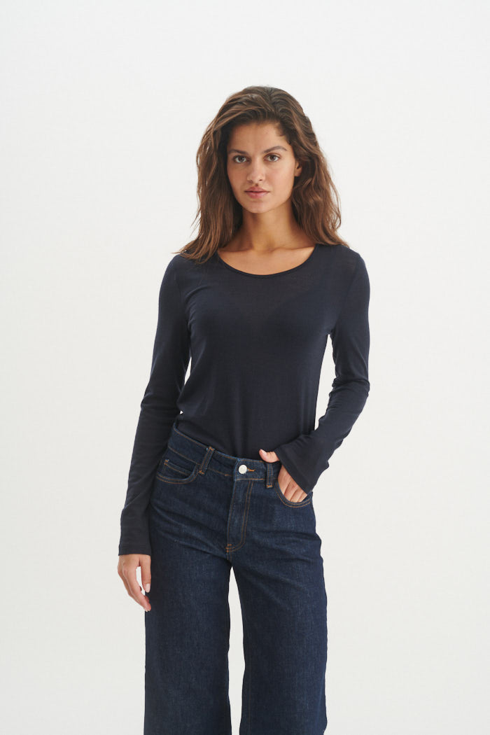 basic-apparel-rinja-ls-tee-langarmshirt-sky-captain-wolle image 1