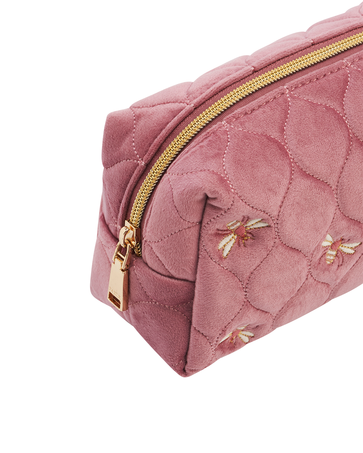 fable-england-accessories-pouch-samt-rosa-biene-gesteppt image 5