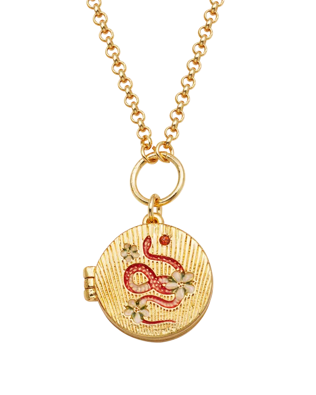 fable-england-snake-blossom-locket-kette-gold-medaillon image 1