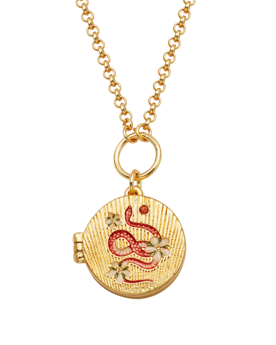 fable-england-snake-blossom-locket-kette-gold-medaillon image 1