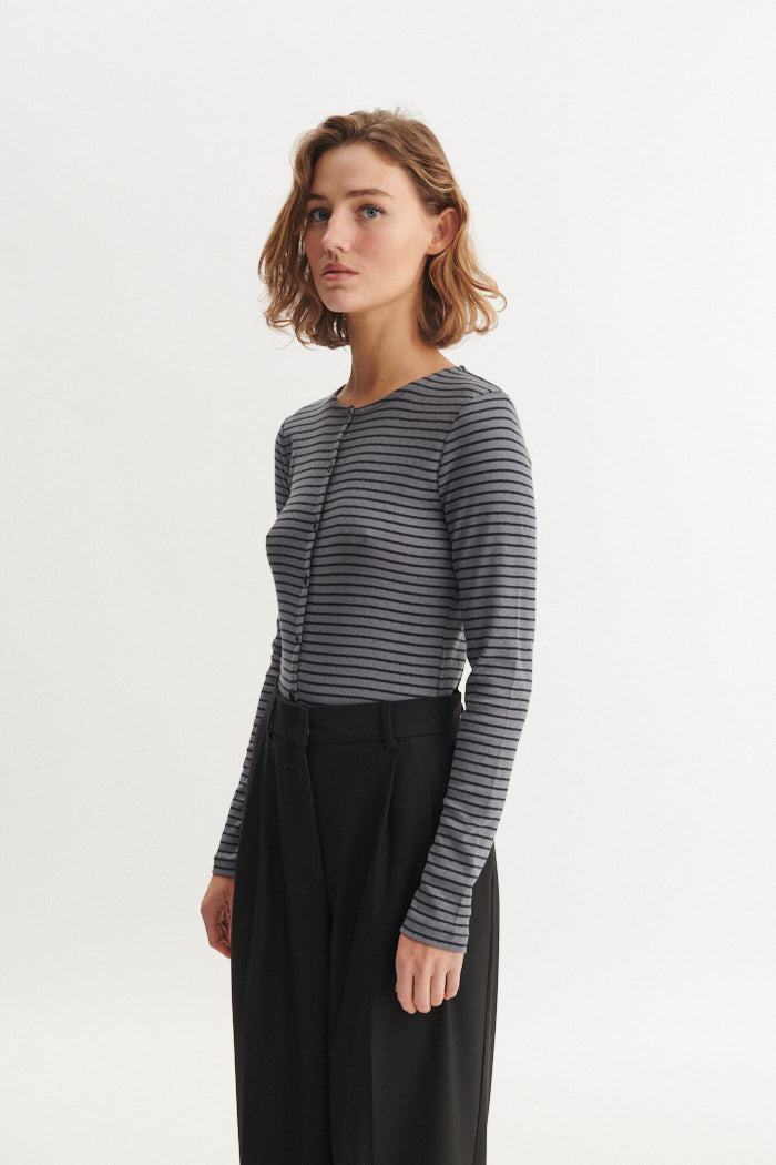 basic-apparel-arense-stripe-cardigan-poppy-seed-bio-slim image 3