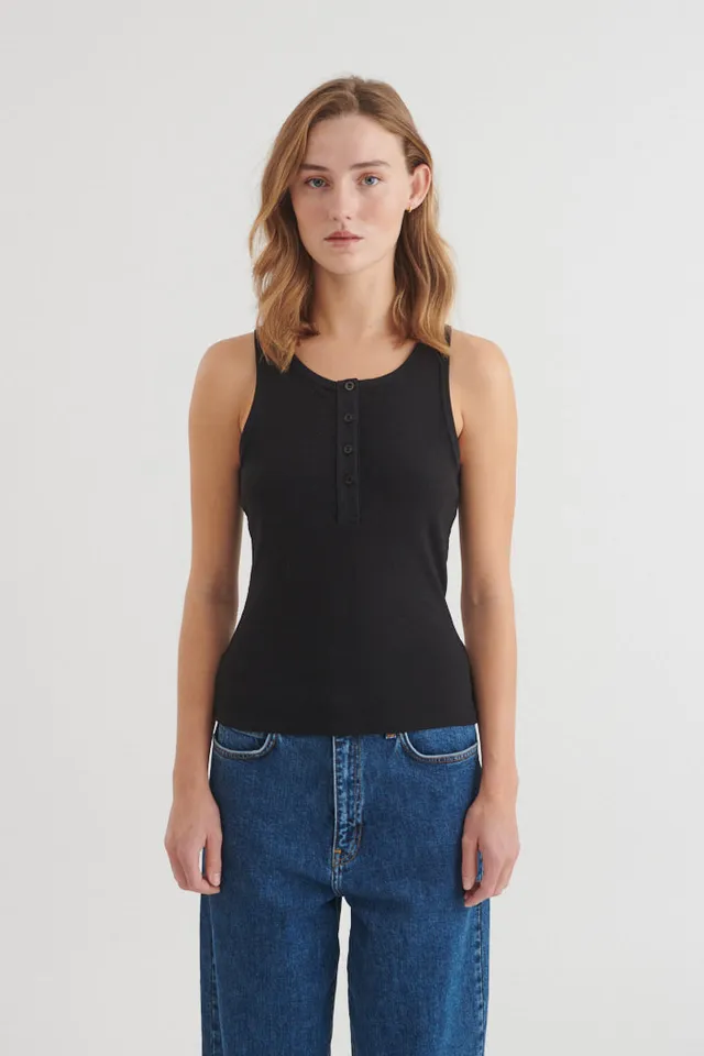 basic-apparel-ludmilla-granddad-tank-top-schwarz-bio-baumwolle image 1