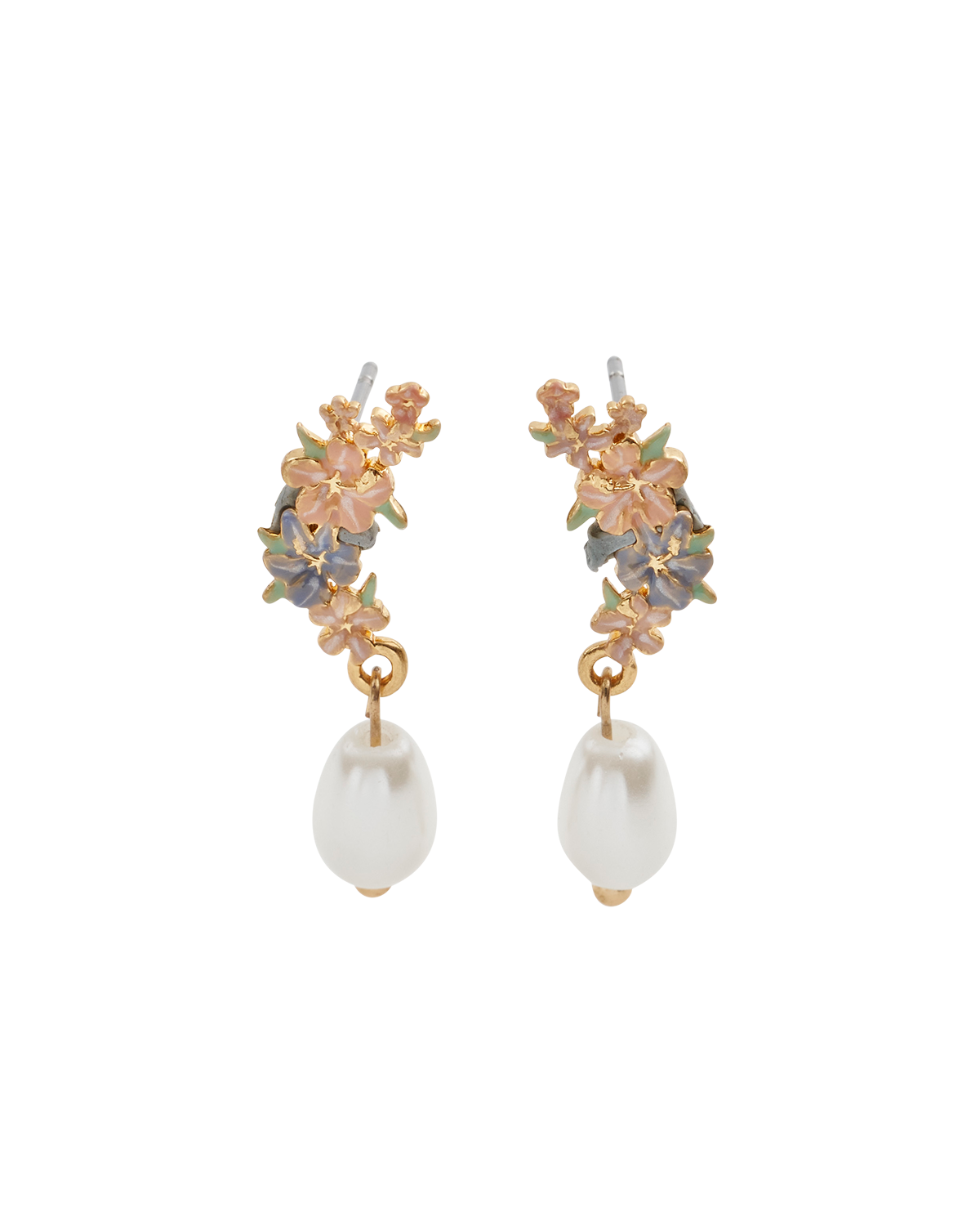 fable-england-jewellery-hibiscus-pearl-ohrringe-gold-pastell image 1
