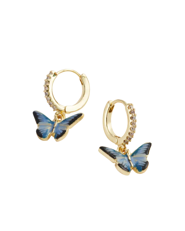 fable-england-blue-butterfly-creolen-blau-emaille-gold image 1