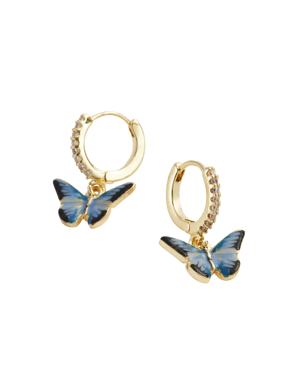 fable-england-blue-butterfly-creolen-blau-emaille-gold image 1