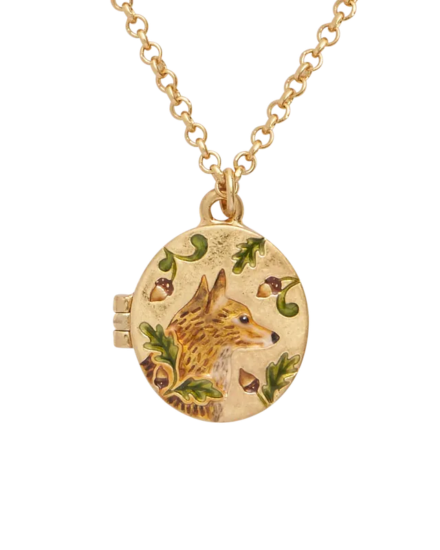 fable-england-fox-acorn-medaillon-kette-oval-emaille image 1