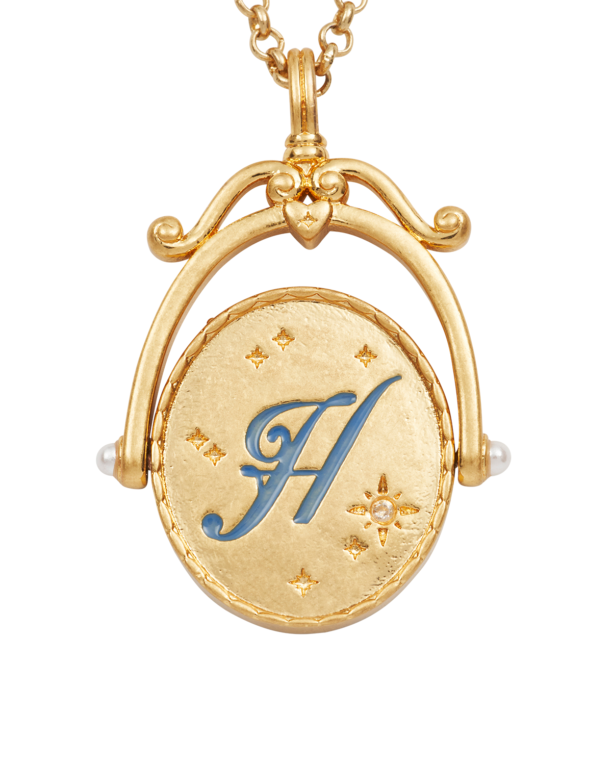 fable-england-jewellery-h-initial-hydrangea-halskette-gold image 1