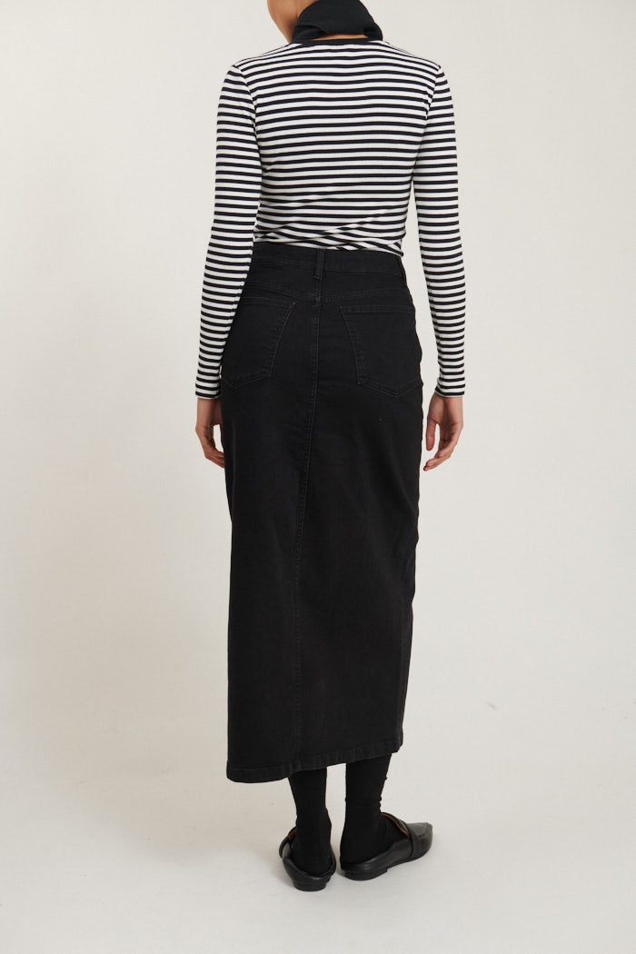basic-apparel-enya-jeansrock-schwarz-bio-baumwolle-stretch image 5