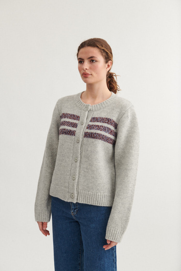 basic-apparel-anche-cardigan-strickjacke-grau-100-wolle image 2