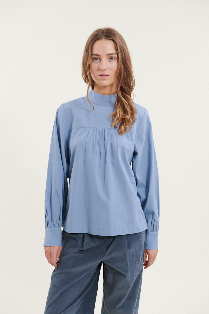 basic-apparel-milly-bluse-windward-blue-bio-baumwolle image 1