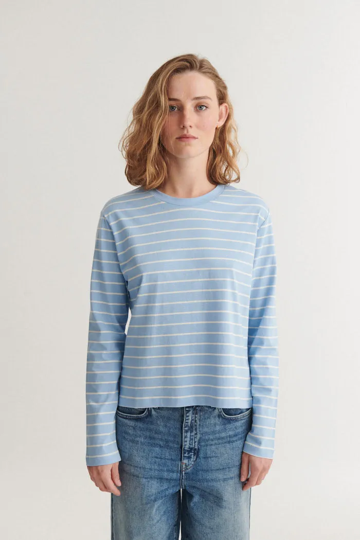 basic-apparel-raja-ls-stripe-tee-langarm-frozen-fjord-bio image 1