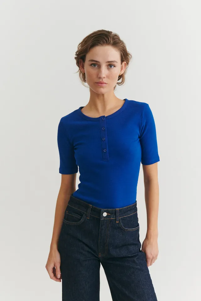 basic-apparel-ludmilla-ss-granddad-t-shirt-sodalite-blue-bio-baumwolle image 1