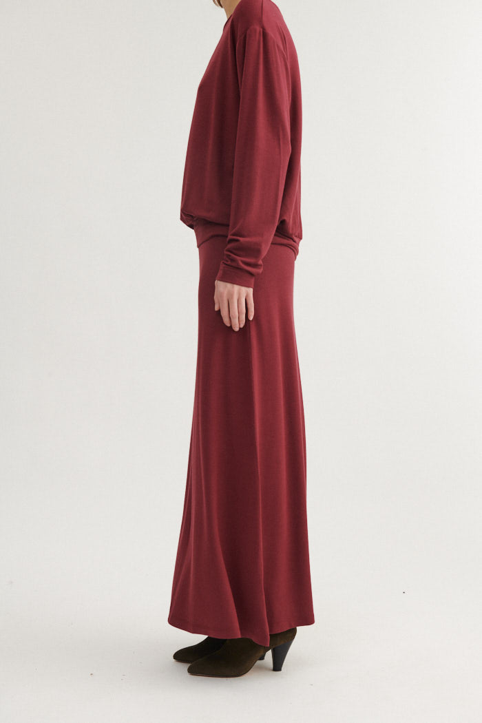 basic-apparel-sadie-long-skirt-maxirock-bordeaux-truffle image 3