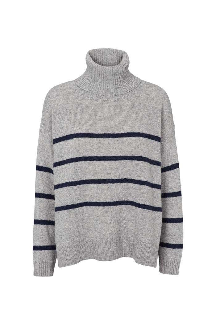 basic-apparel-sweaters-lise-striped-t-neck-pullover-hellgrau image 1