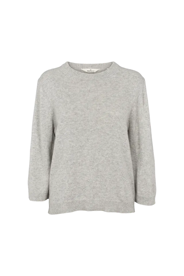 basic-apparel-cady-3-4-sleeve-pullover-light-grey-mel-wolle image 1