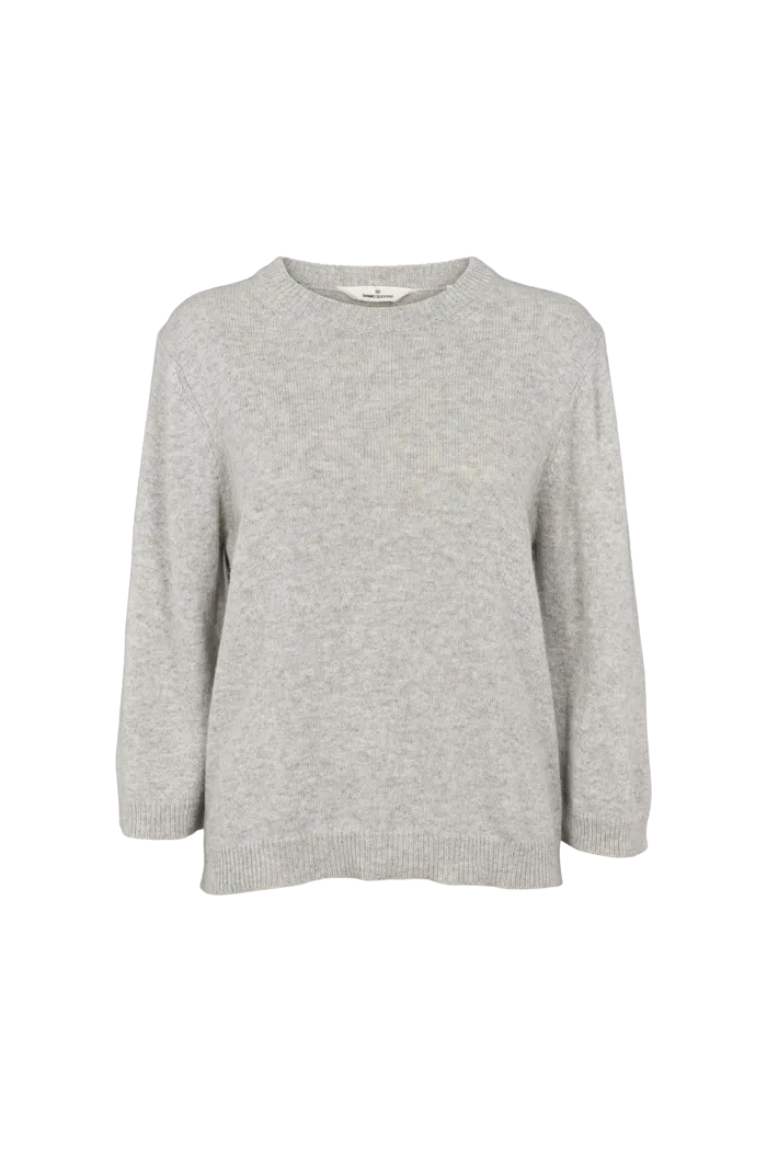 basic-apparel-cady-3-4-sleeve-pullover-light-grey-mel-wolle image 1
