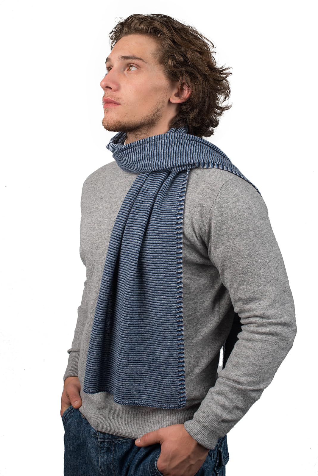 dalle-piane-cashmere-schal-herren-blau-nadelstreifen-kaschmir image 1