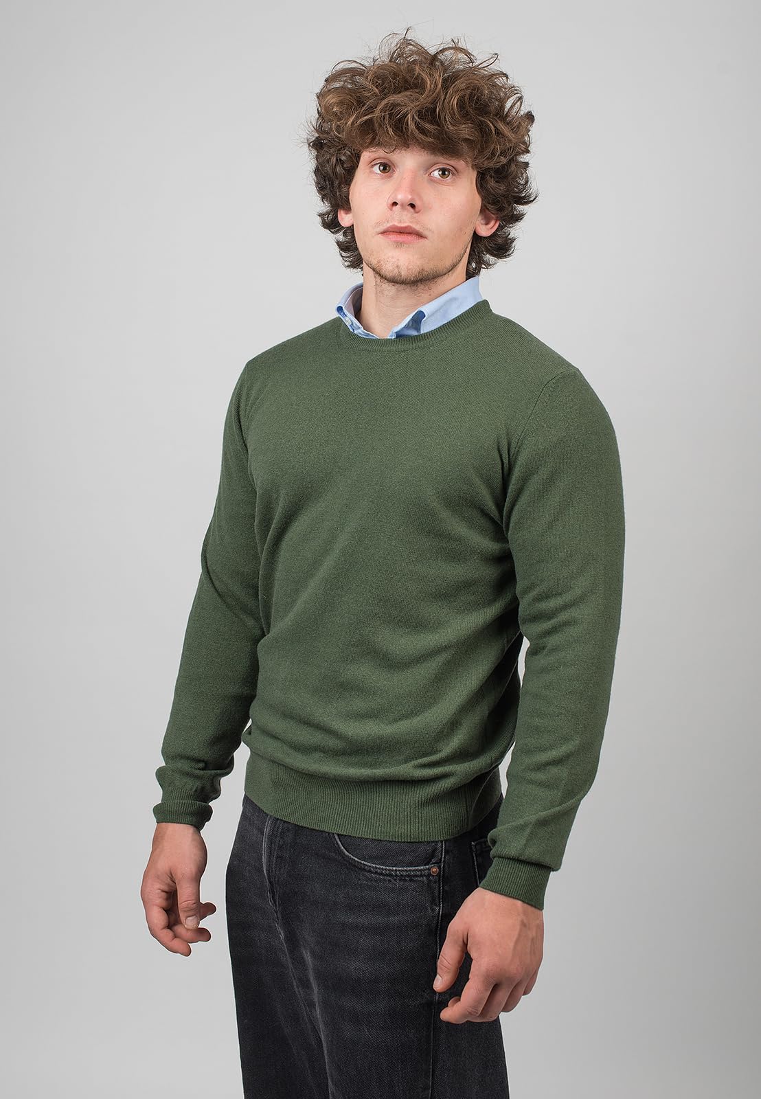 dalle-piane-cashmere-sweater-rundhals-pullover-herren-khaki image 3