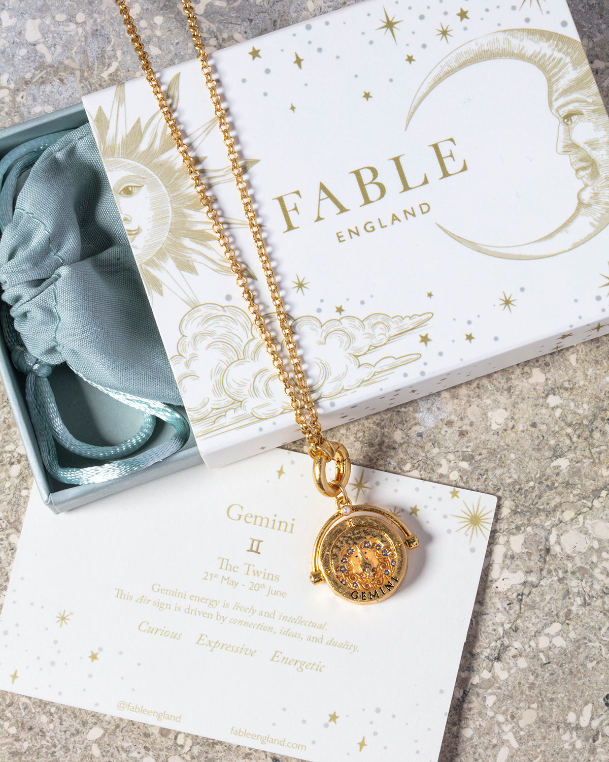 fable-england-gemini-zodiac-spinner-halskette-gold-achat image 5