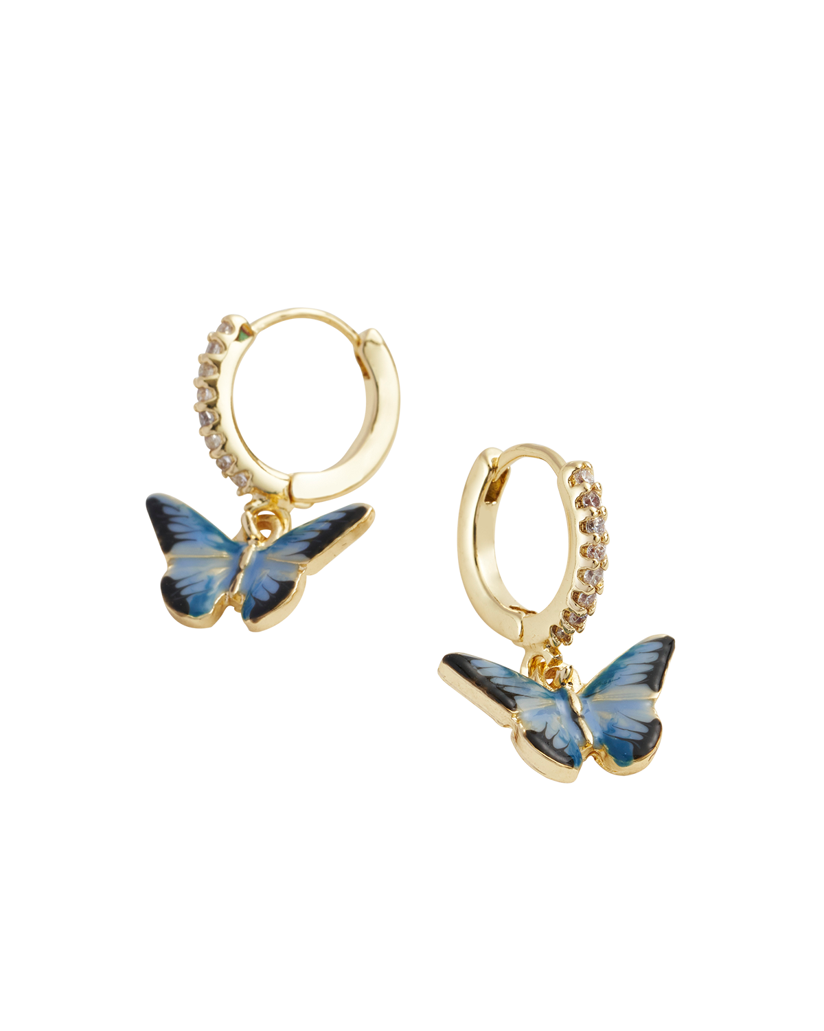 fable-england-blue-butterfly-creolen-blau-emaille-gold image 1