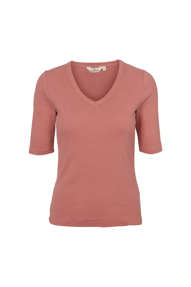 basic-apparel-ludmilla-v-neck-t-shirt-old-rose-bio-baumwolle image 1