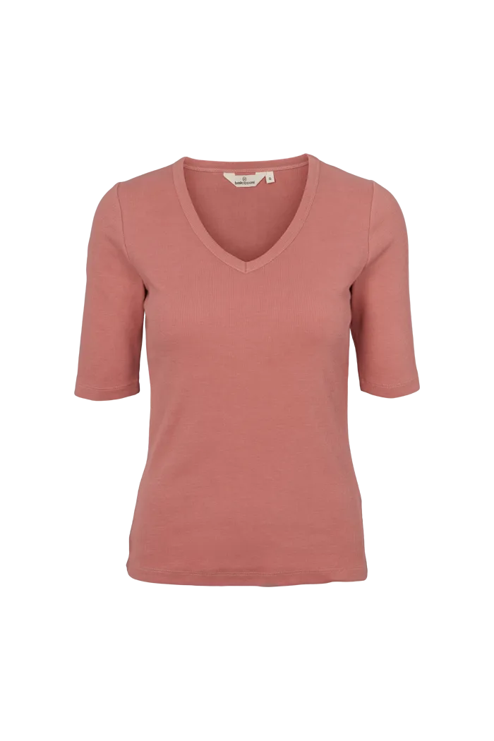 basic-apparel-ludmilla-v-neck-t-shirt-old-rose-bio-baumwolle image 1