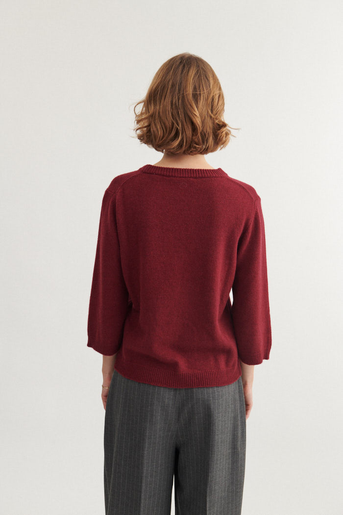 basic-apparel-cady-3-4-pullover-bordeaux-truffle-kaschmir image 3