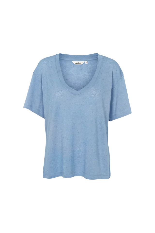 basic-apparel-ryda-v-neck-tee-t-shirt-blau-leinen image 1