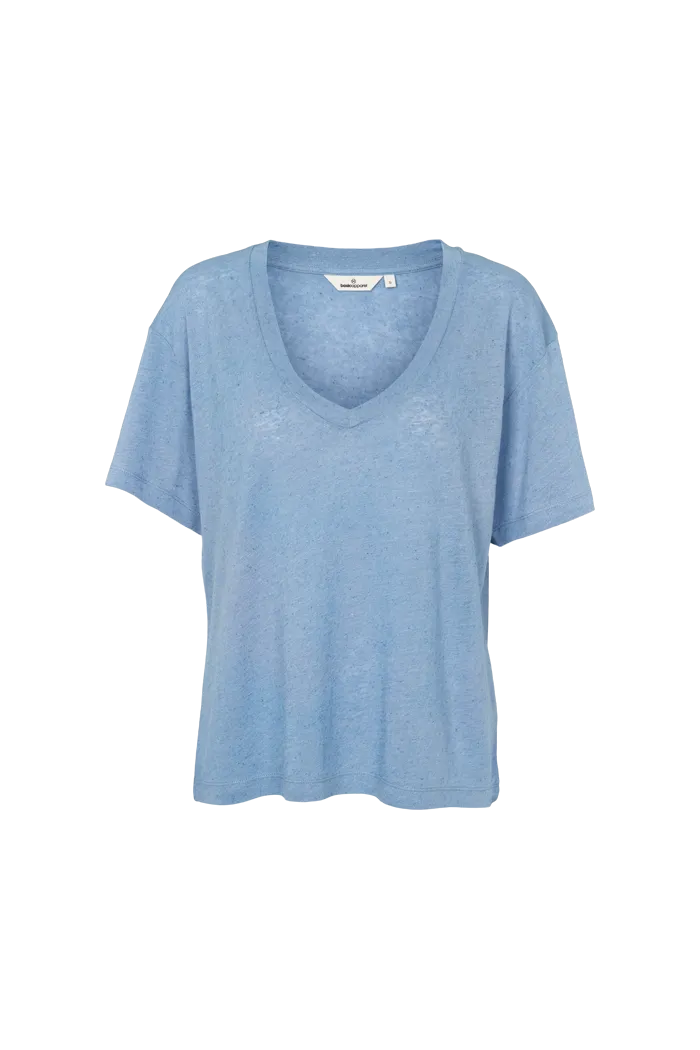 basic-apparel-ryda-v-neck-tee-t-shirt-blau-leinen image 1