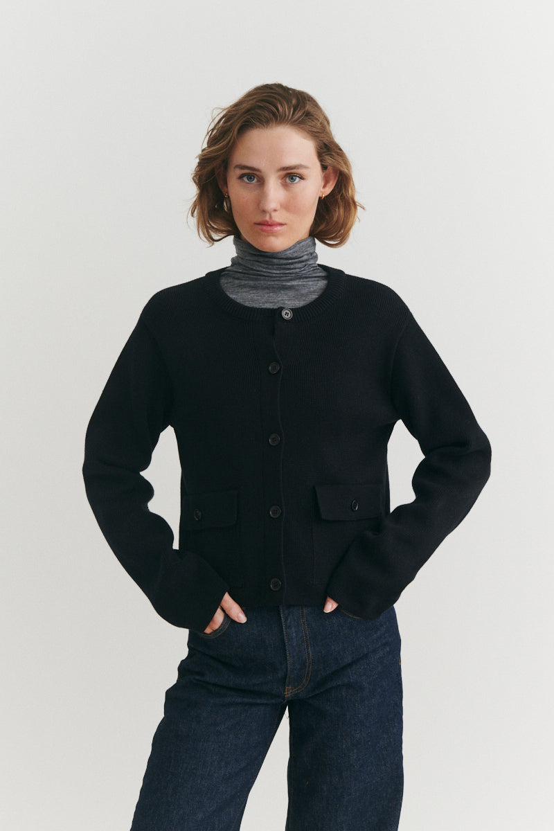 basic-apparel-sisa-jacket-strickjacke-schwarz-bio-baumwolle image 1