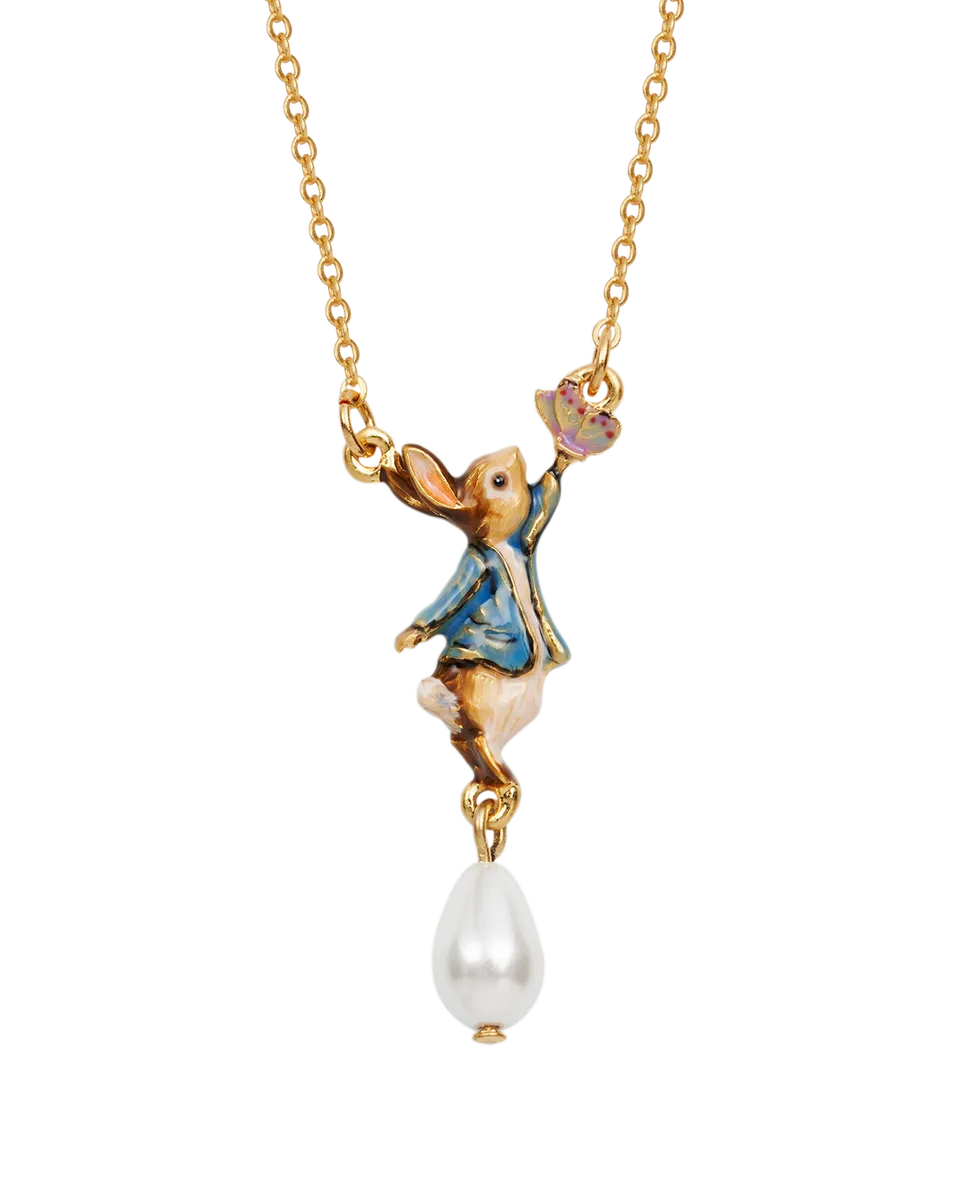 fable-england-peter-rabbit-butterfly-halskette-gold-perle image 1
