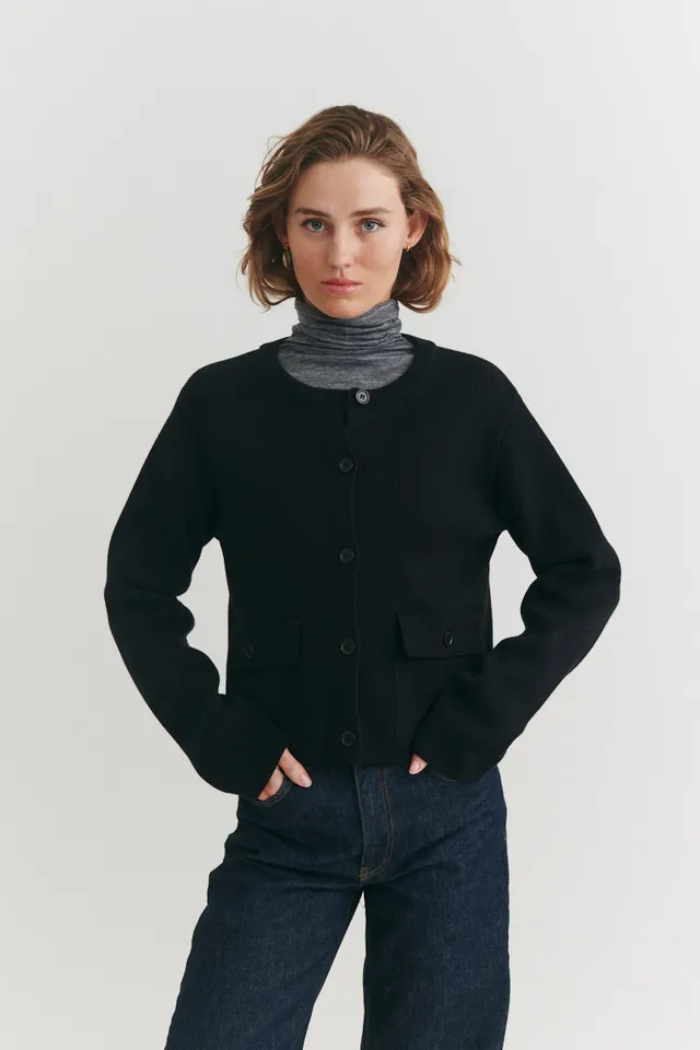 basic-apparel-sisa-jacket-strickjacke-schwarz-bio-baumwolle image 1