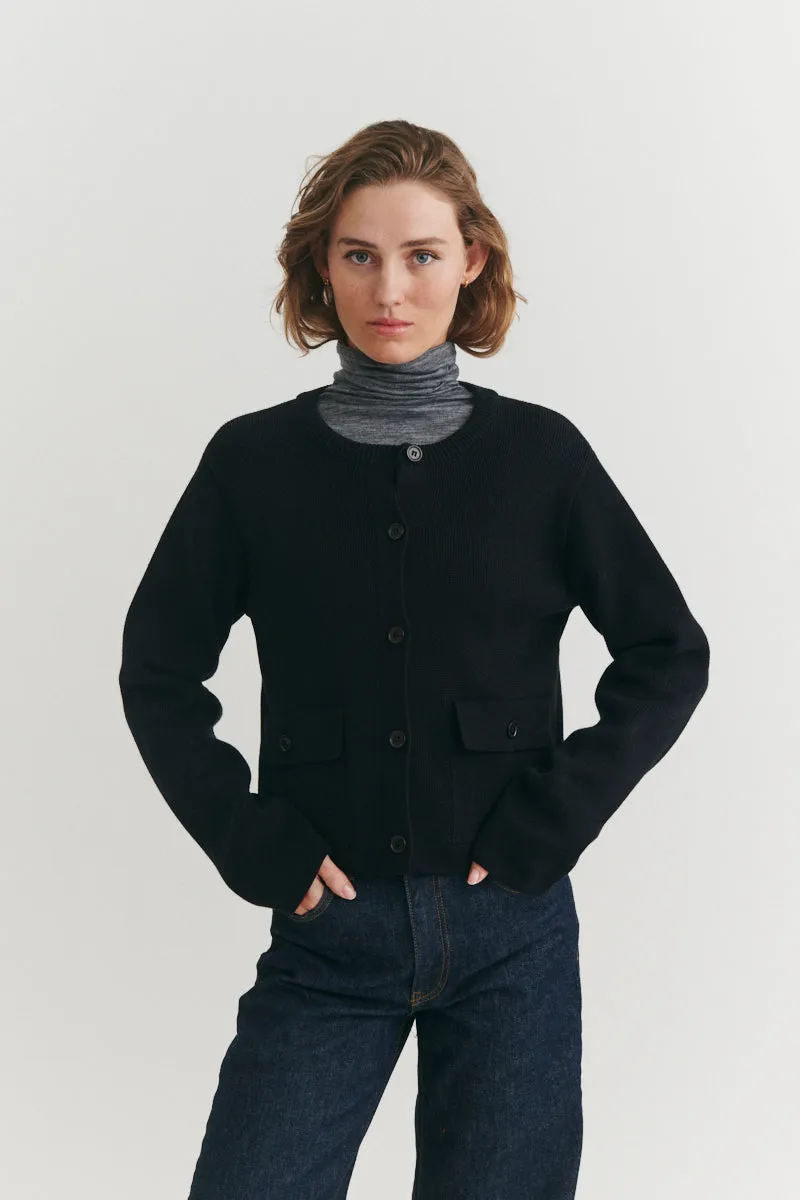 basic-apparel-sisa-jacket-strickjacke-schwarz-bio-baumwolle image 1