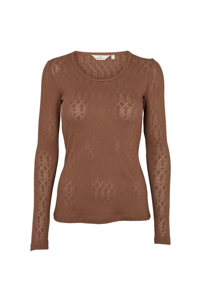 basic-apparel-ana-t-shirt-langarmshirt-braun-bio-baumwolle-muster image 1