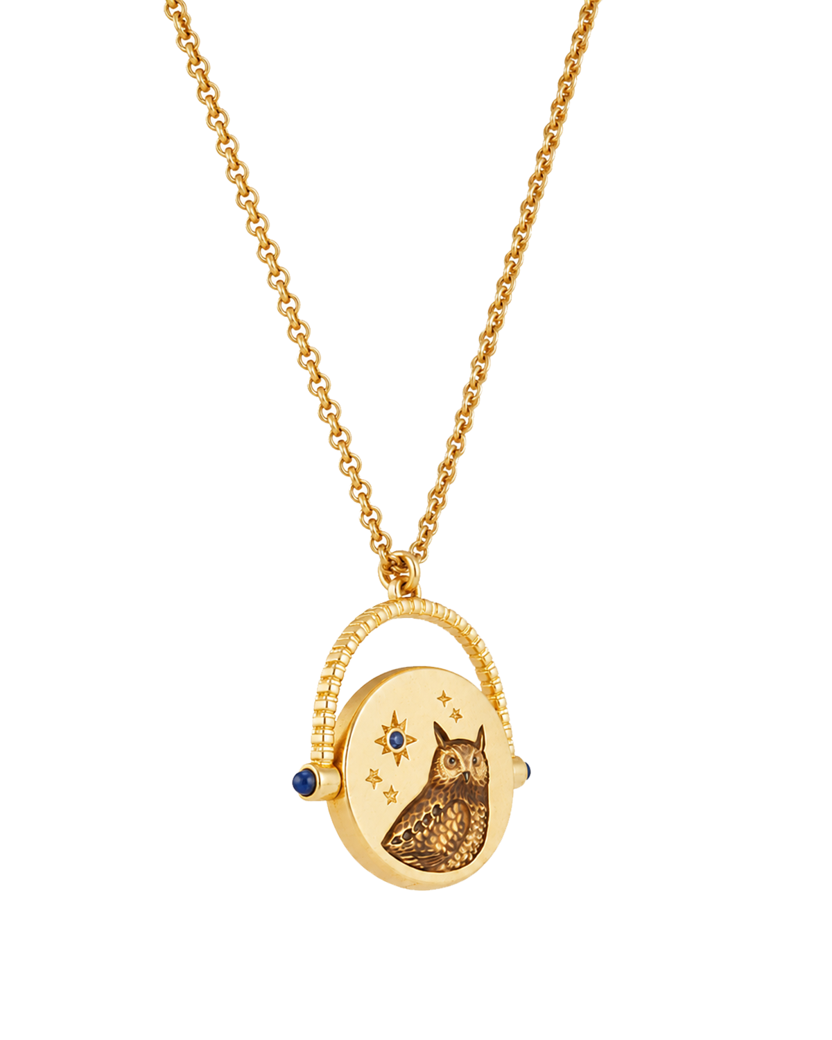 fable-england-owl-spinner-halskette-gold-eule-blau image 5