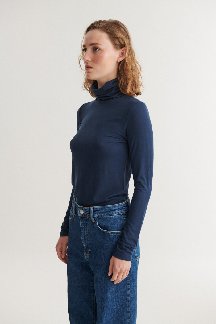 basic-apparel-joline-t-neck-shirt-navy-tencel image 2