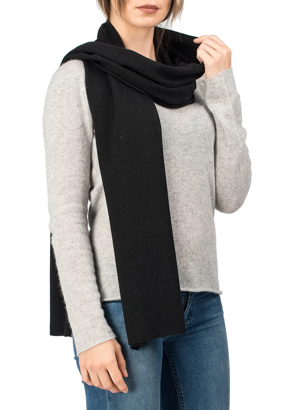 dalle-piane-scarf-uni-kaschmir-woll-mix-schal-schwarz image 1