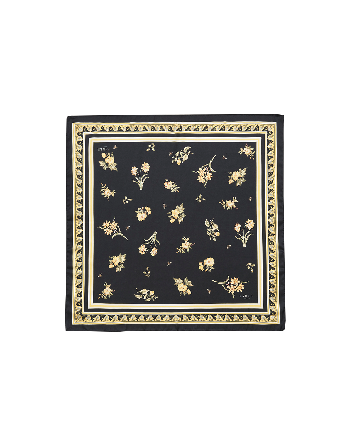 fable-england-nouveau-floral-tuch-schwarz-quadrat-blumen image 1