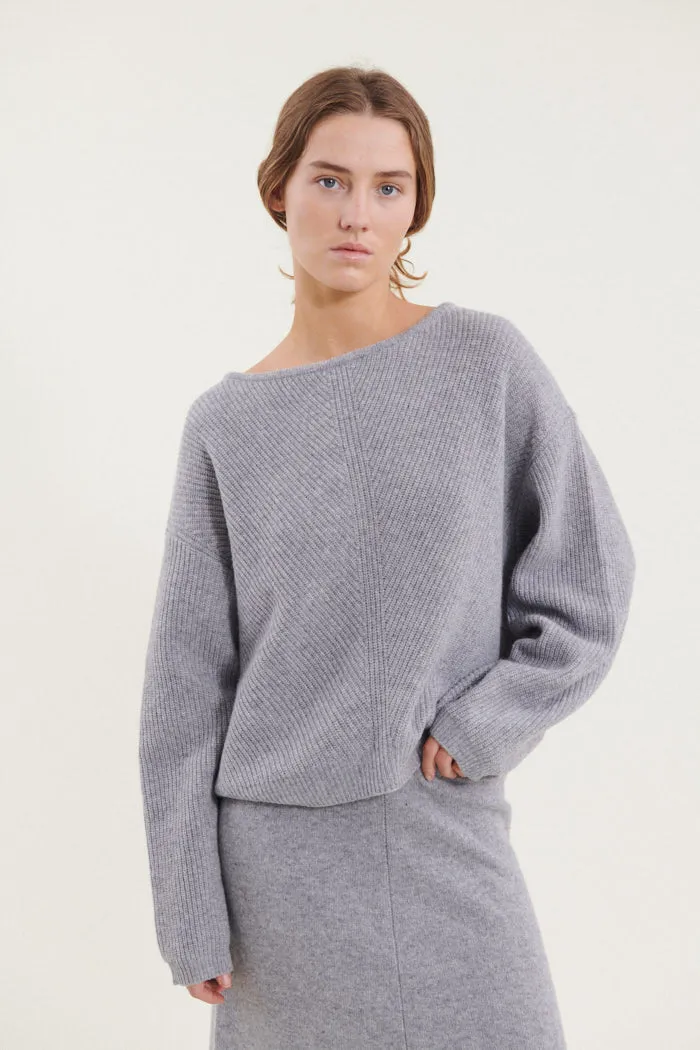 basic-apparel-lise-scoop-neck-pullover-light-grey-mel-wolle image 1