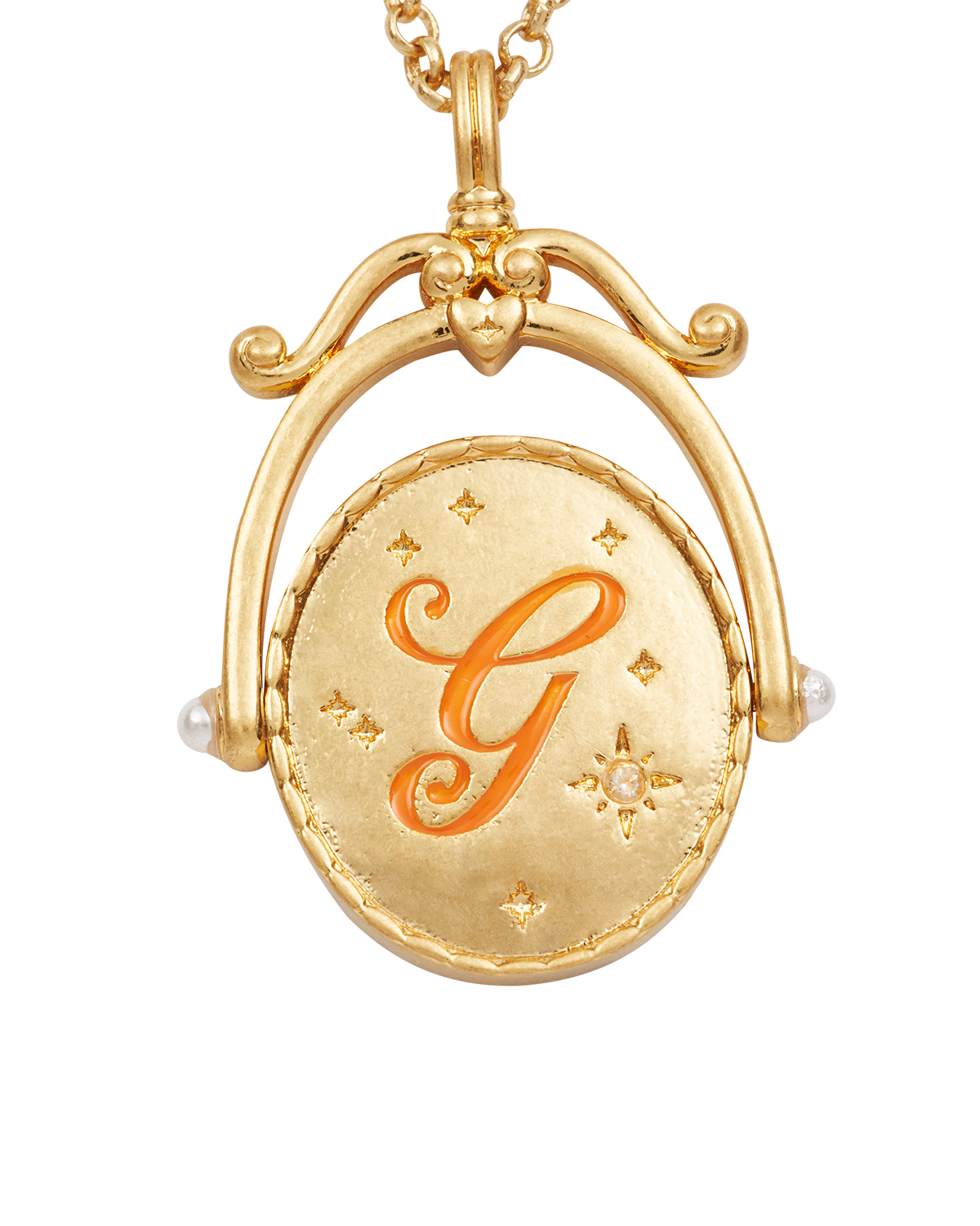 fable-england-jewellery-g-initial-gerbera-gold-spinner-halskette image 1